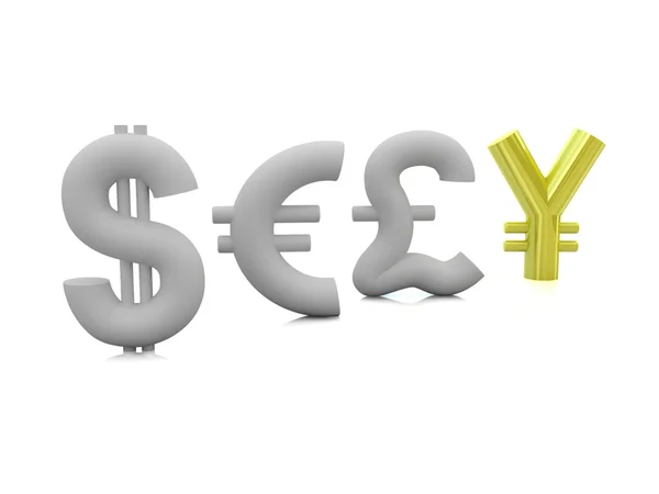 Pond dollar euro en de yen. concept van unieke — Stockfoto