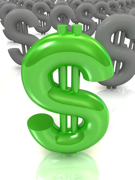 Dólar verde à frente dólares cinzentos — Fotografia de Stock