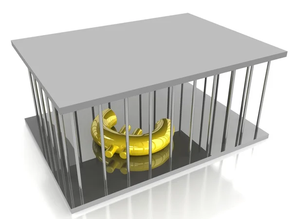 Segno di euro in una gabbia — Foto Stock