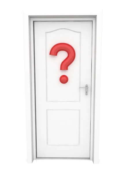White door and red question — Stock Photo, Image