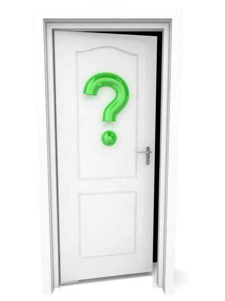 White door and green question — Stock Photo, Image