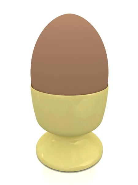 Gekochtes Ei in goldener Tasse isoliert auf weißem Hintergrund. — Stockfoto