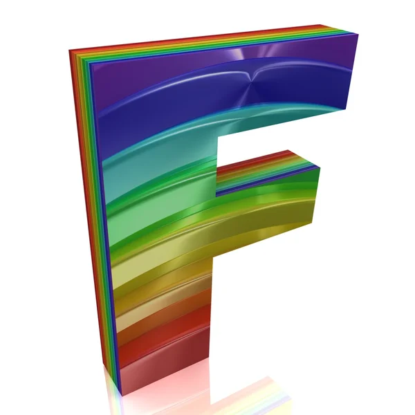 Lettera F dall'alfabeto arcobaleno di pelliccia — Foto Stock