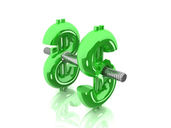 Dumbbells with the dollar — Stock Photo, Image