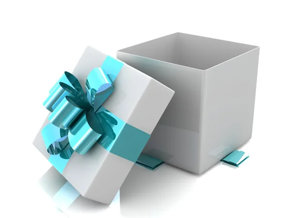 Nyitott ajándék doboz elszigetelt fehér — Stock Fotó