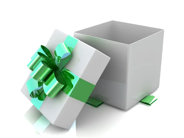 Відкрита подарункова коробка ізольована на білому — стокове фото
