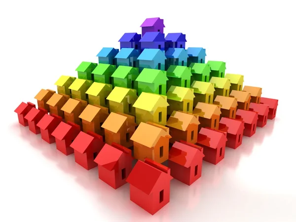 Pirámide de casas de arco iris — Foto de Stock