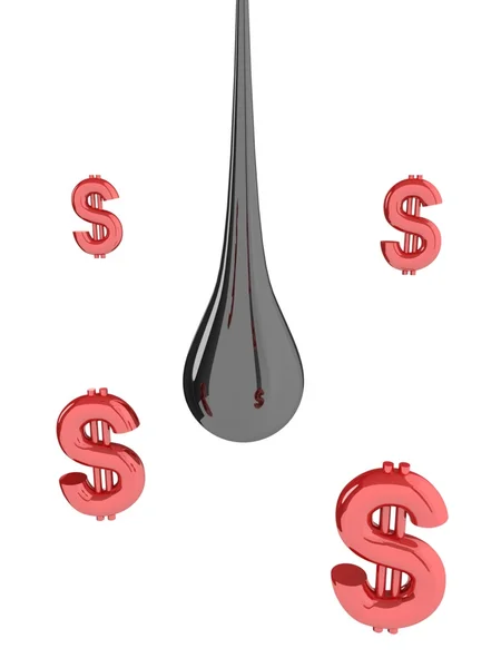 Daling van de olie met dollars — Stockfoto