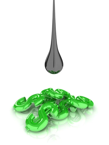 Oil drop with dollars — Stock Photo, Image