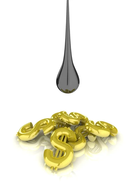 Oil drop with dollars — Stock Photo, Image