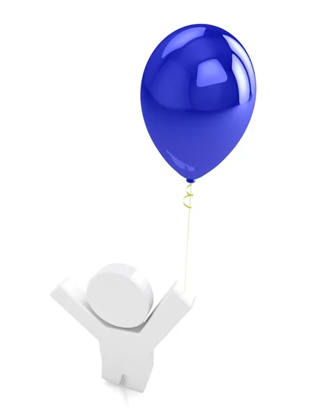 Puppet with blue balloon — Stock Photo, Image