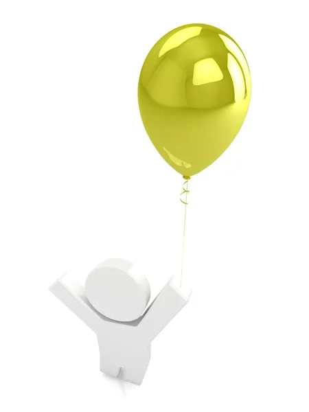 Puppet with yellow balloon — Stock Photo, Image