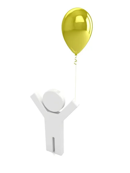 黄色气球的木偶 — 图库照片