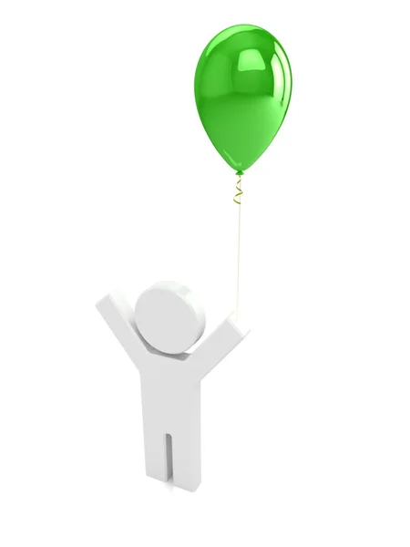Marionet met groene ballon — Stockfoto