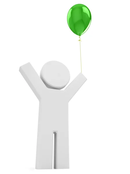 Fantoche com balão verde — Fotografia de Stock