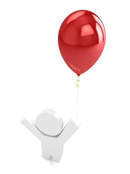 Puppe mit rotem Luftballon — Stockfoto