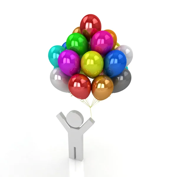 Puppet with balloons. Concept of win. — Stock Photo, Image