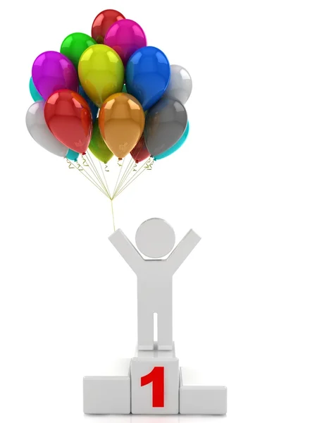 Puppe mit Luftballons. Konzept des Gewinns. — Stockfoto