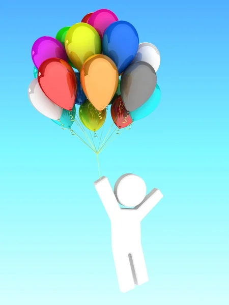 Puppe mit Luftballons. Konzept des Gewinns. — Stockfoto