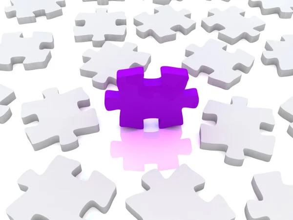 Kirakós játék, fehér alapon. 3D-s renderelt kép — Stock Fotó