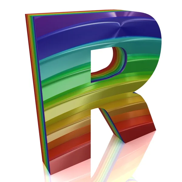 Lettera R dall'alfabeto arcobaleno di pelliccia — Foto Stock