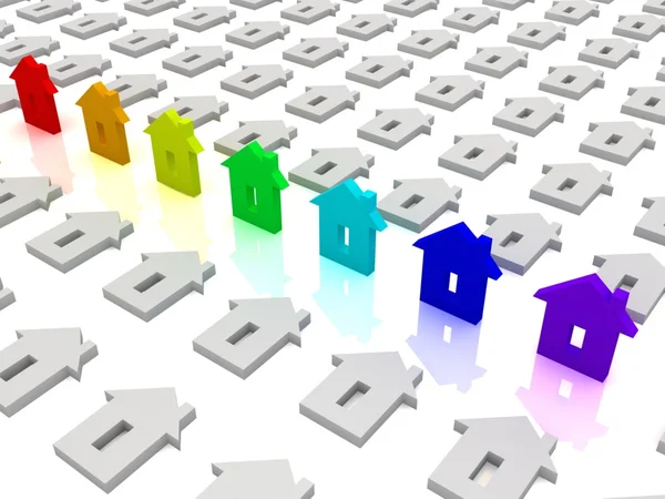 Rainbow house icons. Concept of unique — Stock Photo, Image