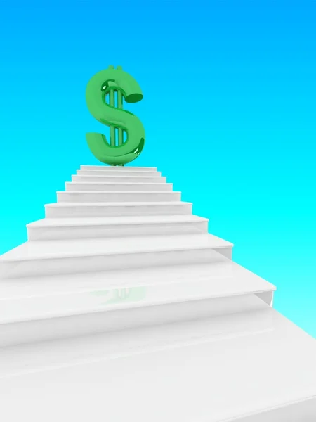 Merdivenlerin üstünde dolar işareti — Stok fotoğraf