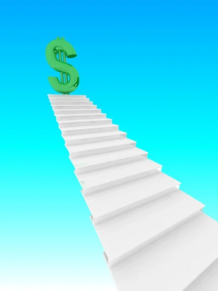 Signo de dólar en la parte superior de las escaleras — Foto de Stock