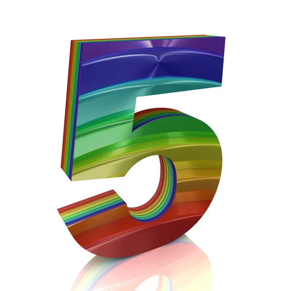 Nummer 5 uit regenboog set — Stockfoto