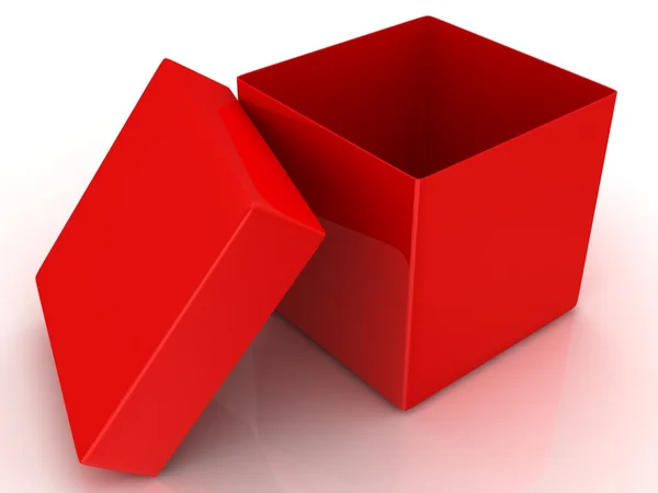 Красная открытая коробка — стоковое фото