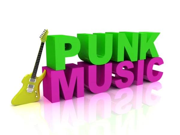 Chitarra rock con testo "Musica punk " — Foto Stock