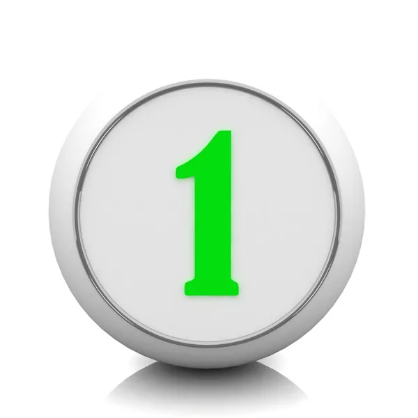 3D zelené tlačítko s číslem "1" — Stock fotografie