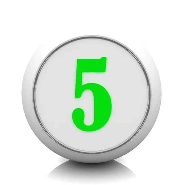 3D zielony przycisk z numerem "5" — Zdjęcie stockowe