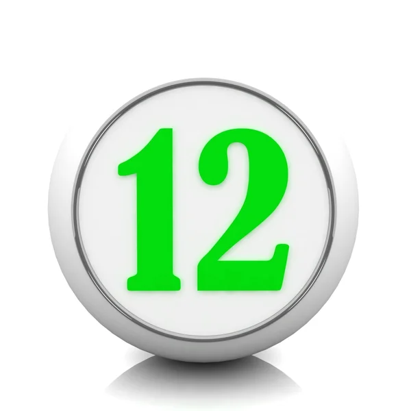 3D grüner Knopf mit Zahl "12" — Stockfoto