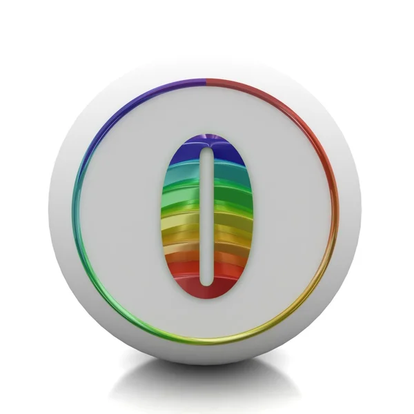 Okrągły przycisk z numerem 0 z rainbow ustawiony — Zdjęcie stockowe