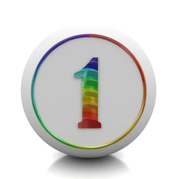 Round button with number 1 from rainbow set — Stock Photo, Image