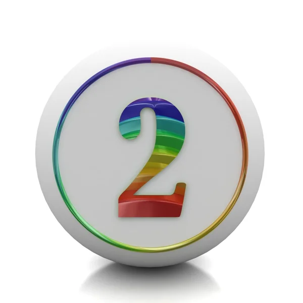 Botão redondo com o número 2 do arco-íris definido — Fotografia de Stock
