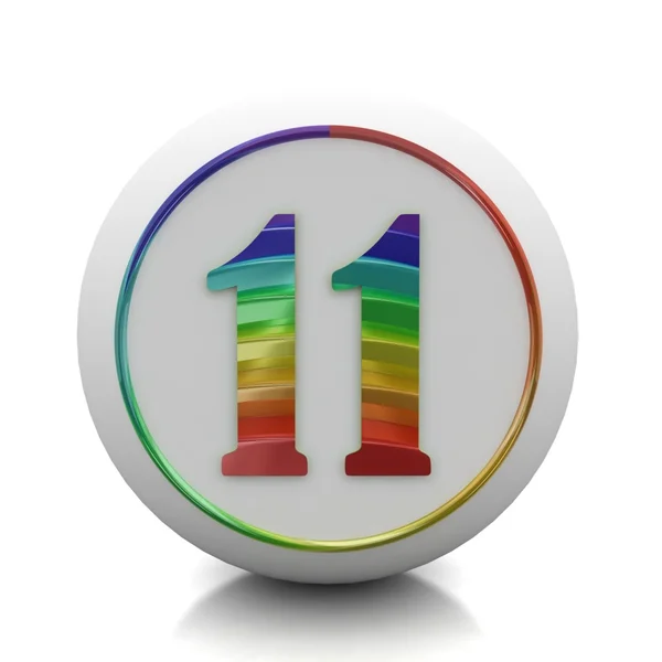 Ronde knop met nummer 11 van regenboog instellen — Stockfoto
