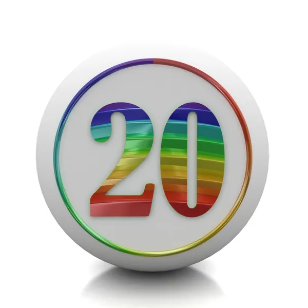 Round button with number 20 from rainbow set — Stock Photo, Image