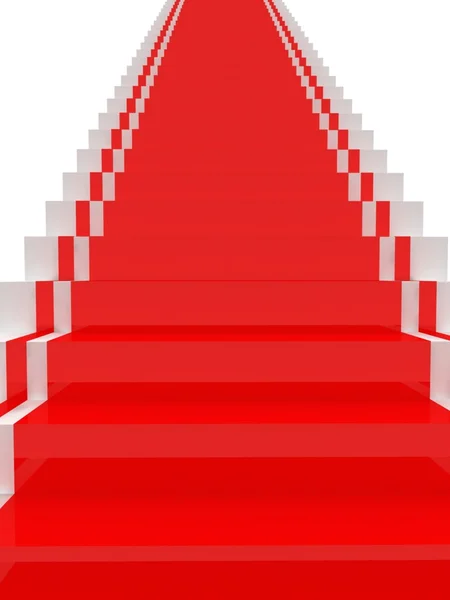 レッド カーペットと階段。成功の手順 — ストック写真
