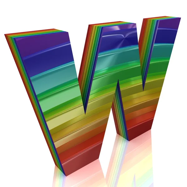 Bokstaven w från päls rainbow alfabetet — Stockfoto