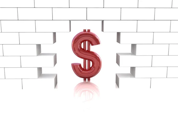 Dollar and brick wall — Stock Photo, Image