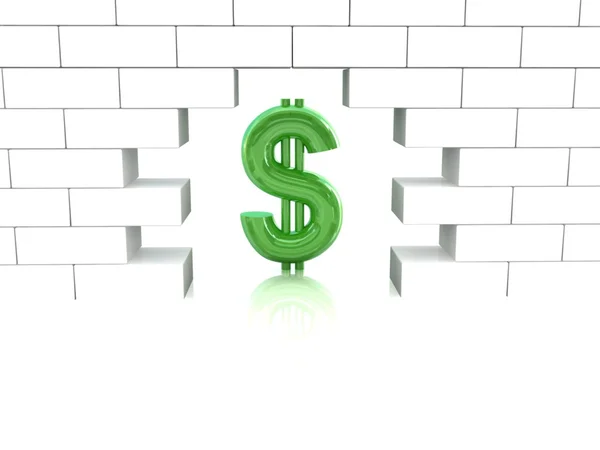 Dolar i ceglane ściany — Zdjęcie stockowe