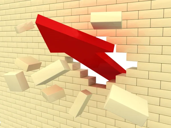 Arrow break the wall. Way to success concept. — Stock Photo, Image
