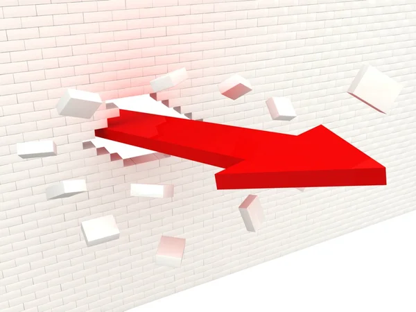 Pijl breken de muur. manier aan succes concept. — Stockfoto