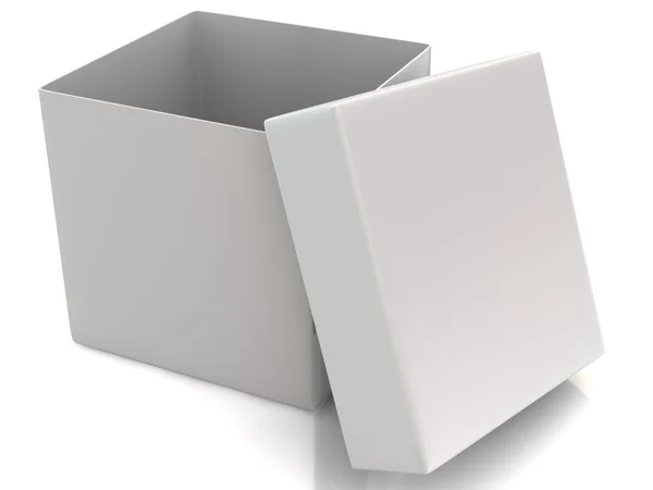 3 d ホワイト オープン ボックス — ストック写真