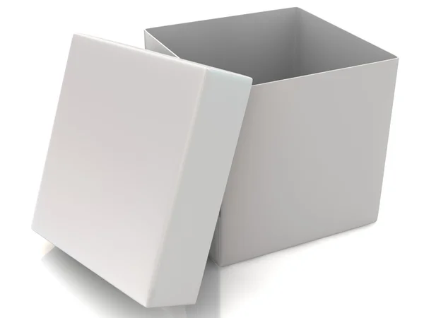 3D weißer offener Kasten — Stockfoto