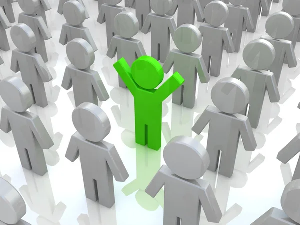 Illustration of the especial person, standing in the middle of many others — Stock Photo, Image