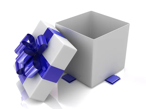 Offene Geschenkbox isoliert auf weiß lizenzfreie Stockfotos
