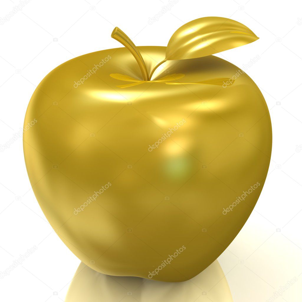 Golden Apple On White Background Stock Photo C Moneymaker11